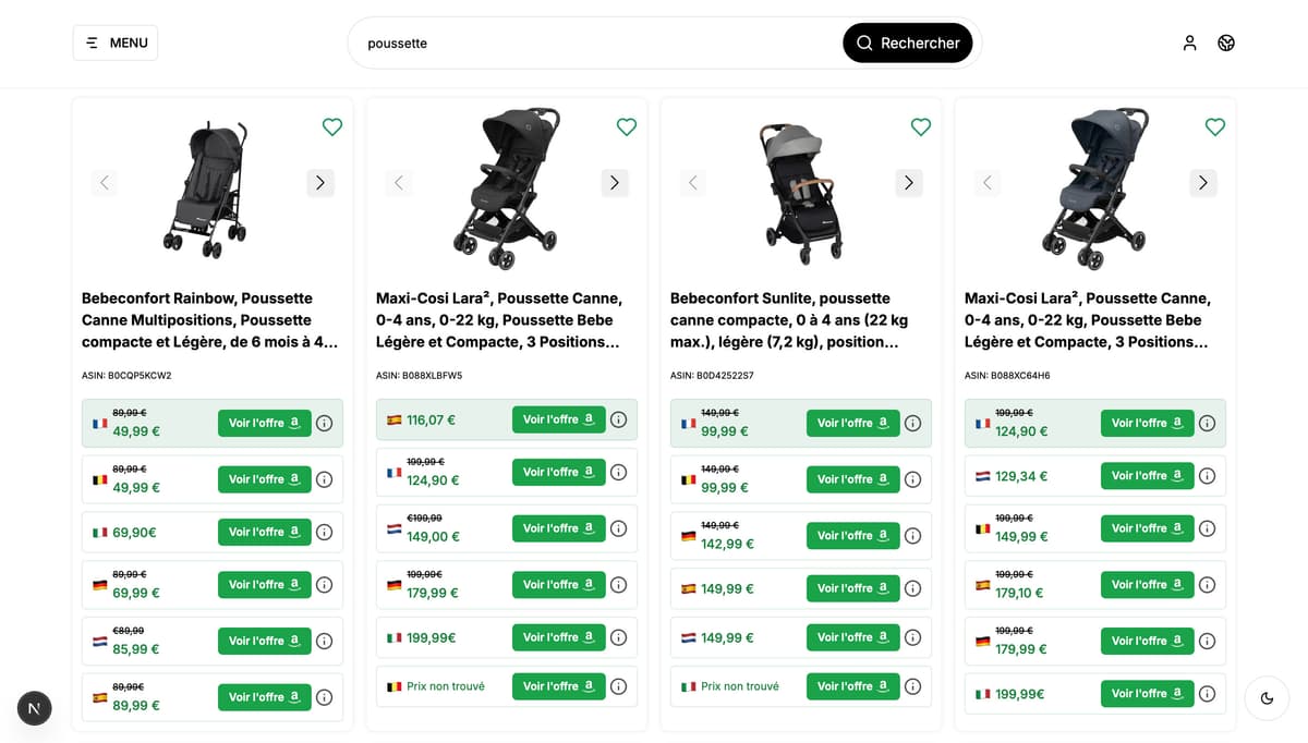 Comparateur amazon Europe
