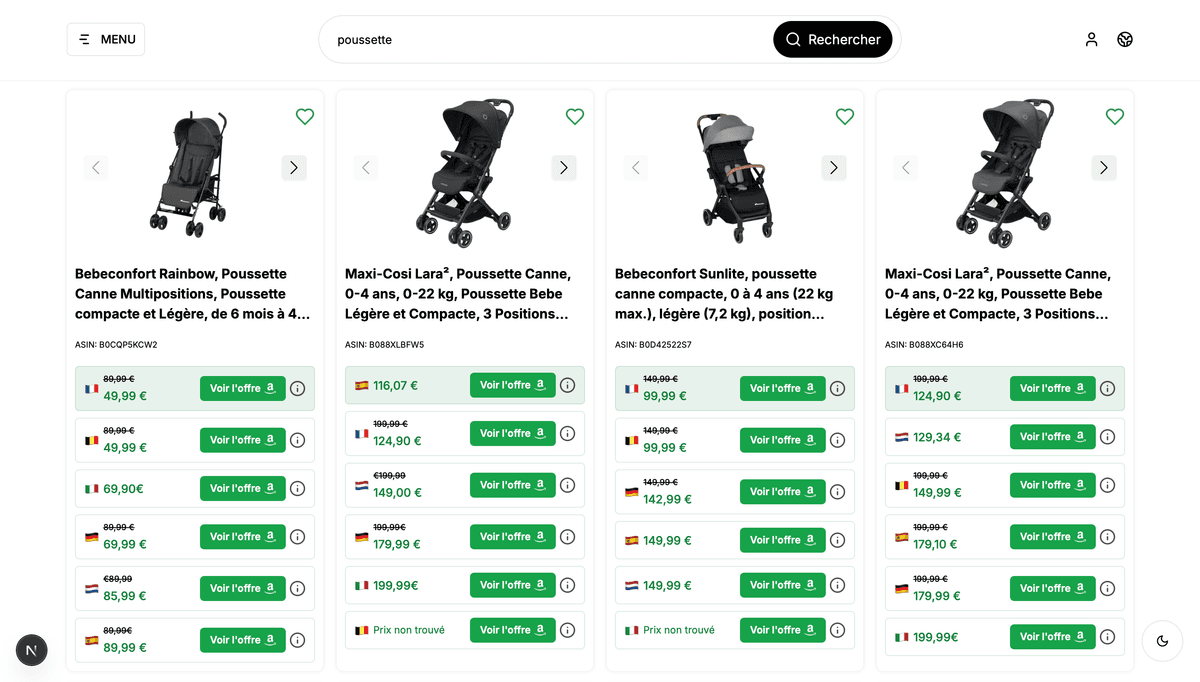 Comparateur amazon Europe